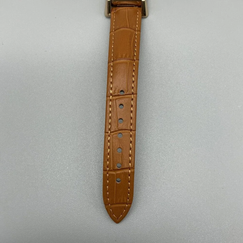 Vintage Westbury Mens Watch 22mm Silver Dial 10K RGP Brown Leather Manual Wind
